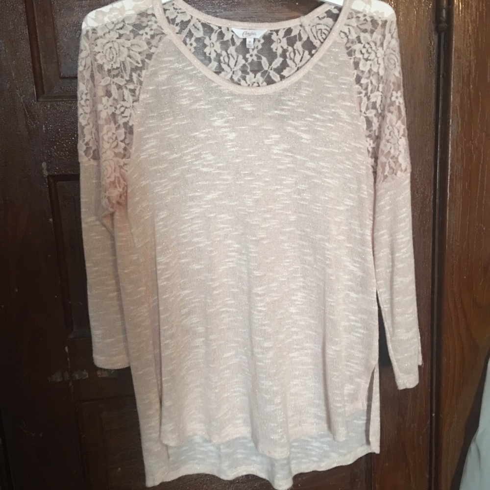 candies shimmer and lace light pink top XL